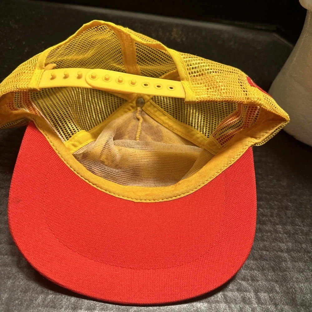 Vtg Peabody Coal Three Stripes Trucker SnapBack Hat  Yellow/‎ Orange RARE